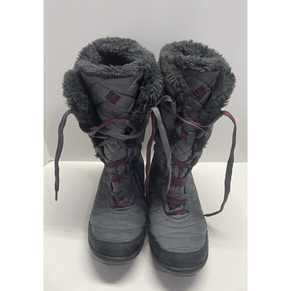 Columbia Minx Girls Y 4 Gray Waterproof Insulated Quilted Fleece Boot Winter - Picture 1 of 12